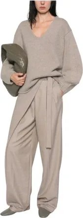 Soft Goat Truien & Vesten, Dames, Beige, S, Wol, Brushed V-Neck