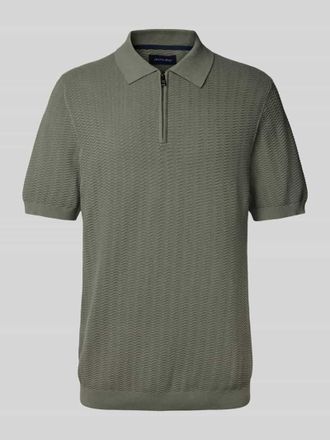 Christian Berg Regular Fit Poloshirt mit kurzem Rei&szlig;verschluss in Metallic Gruen, Gr&ouml;&szlig;e M