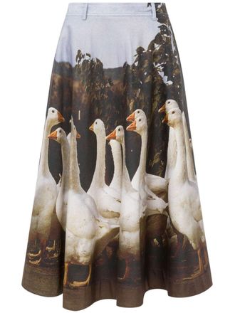 Moschino Midi-rok met print - Grijs