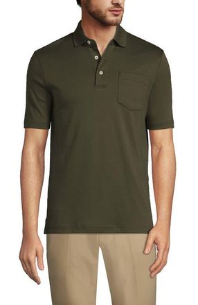 Lands End Short Sleeve Cotton Supima Polo Shirt with Pocket in Forest Moss at Nordstrom, Size Xx-Large