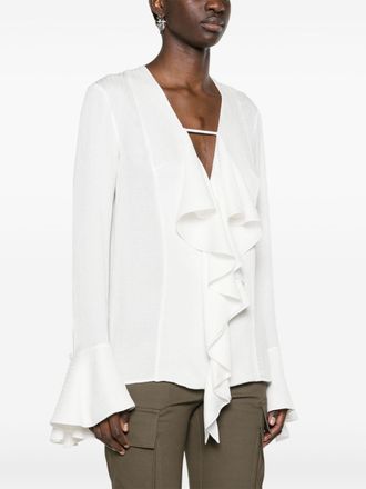 Givenchy Womens Silk Ruffled Blouse - White - Size EU 38 (Womens)