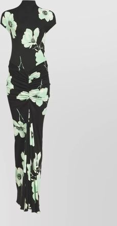 Alaia printed draped maxi dress