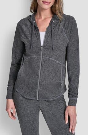DKNY Spacedye Full Zip Hoodie in Black Spacedye at Nordstrom Rack, Size X-Small