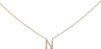 House of Brilliance 10K Yellow Gold Diamond Accent A-Z Block Initial Pendant Necklace in Yellow Gold | N at Nordstrom