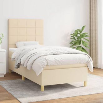 vidaXL Vidaxl - Cama Box Spring Con Colch&oacute;n Tela Color Crema 90x190 Cm