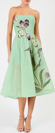 Helsi Lyla Beaded Strapless Fit & Flare Midi Dress in Seafoam at Nordstrom, Size X-Small
