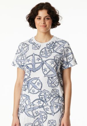 Schiesser T-Shirt SCHIESSER Schiesser 150 Years, Damen, Gr. 34, bunt (904, multicolor 1), Single Jersey, Obermaterial: 100% Baumwolle, bequem h&uuml;ftlang, Rundhals