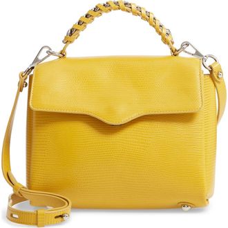 Rebecca Minkoff Chain Lizard Embossed Leather Satchel in Sunflower at Nordstrom