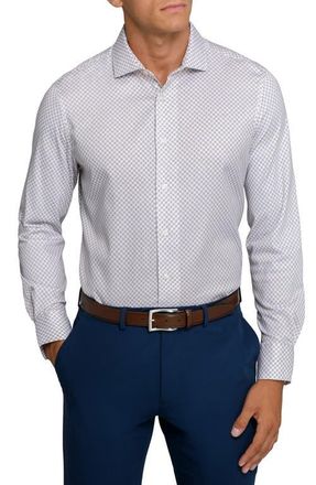 W.R.K Slim Fit Floral Geo Reworked Cotton Dress Shirt in White/tan at Nordstrom, Size 17.5 - R