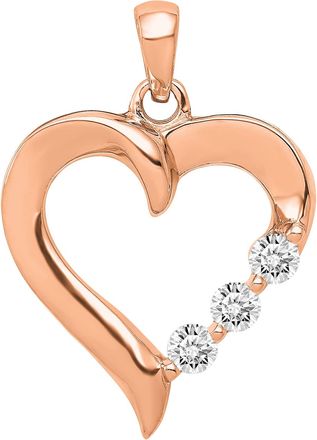 Diamond2Deal 14K Rose Gold Lab Grown Diamond 3-Stone Heart Pendant (0.25ct, VS, G-H)