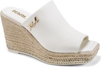 Karl Lagerfeld Corissa Espadrille Platform Wedge Slide Sandal in Cream at Nordstrom, Size 6.5