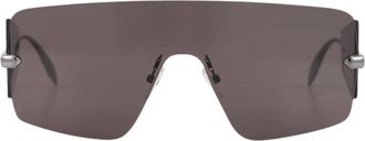 Alexander McQueen Oversized Shield Zonnebril in Donkergrijs - Heren - Zonnebrillen - Grijs - ONE Size - Accessoires