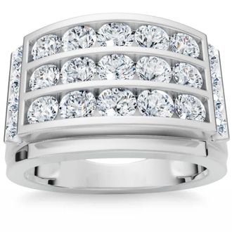 Pompeii3 2Ct Mens Diamond Ring in 14k Gold Lab Grown Multi-Row Channel Set
