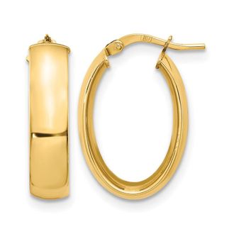 Diamond2Deal 14K Yellow Gold 6mm High Polished Oval Hoop Earrings