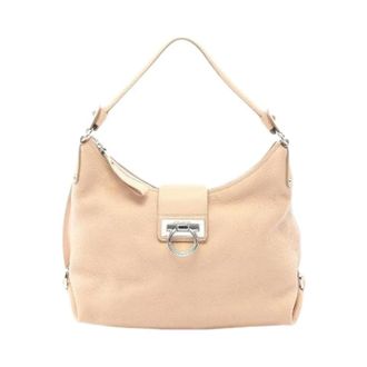 Ferragamo Pre-owned Shoulder Bags, female, Pink, Size: ONE SIZE Pre-owned Gancini Leather Shoulder Bag