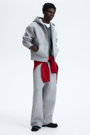 H&M Loose Fit Scuba Knit Zip-through Hoodie in Gray Melange at Nordstrom, Size Xx-Large
