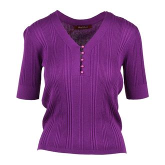 Max Mara V-neck Knitwear, female, Purple, Size: M Sottogiacca V-neck Knitwear