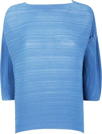 Pleats Please Issey Miyake T-shirt plissettata - Blu
