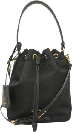 Prada Pre-owned Bucket Bags, female, Black, Size: ONE SIZE Pre-owned Vintage Nylon Bucket Bag