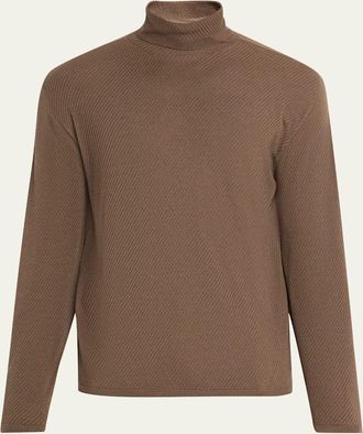 Giorgio Armani Mens Ribbed Wool and Silk Turtleneck Sweater