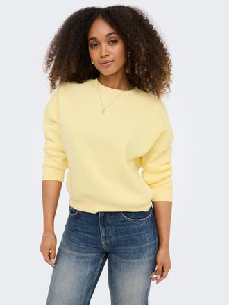 Only Sweatshirt ONLY ONLSWEAT L/S CREW OVERSIZE SWT, Damen, Gr. XS, double cream, Sweatware, Obermaterial: 60% Baumwolle, 40% Polyester, unifarben, loose f