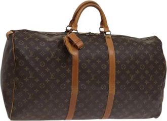 Louis Vuitton Tweedehands Canvas Louis Vuitton tassen - Dames - Vintage Weekendtas - Bruin - ONE Size - Leer - Vintage