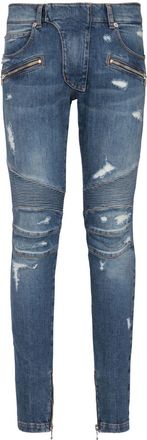 Balmain panelled distressed skinny jeans - men - Cotton/Spandex/Elastane - 31 - Blue