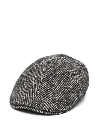 Tagliatore herringbone baker boy hat - Black
