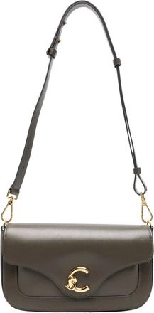 Coccinelle Bolso de hombro de piel con placa de logo - Bags - Mujer - Marr&oacute;n - ONE SIZE
