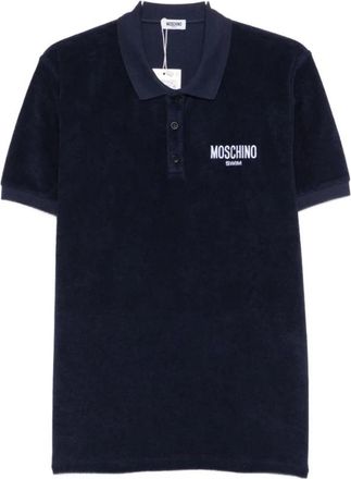 Moschino Polo shirt met logo-opdruk - Heren - Polos - Blauw - XS - Katoen - Tops