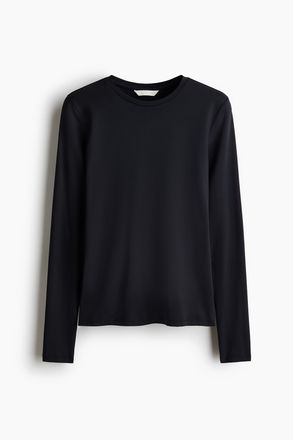 H&M Langarmshirt aus Mikrofaser - Dunkelblau