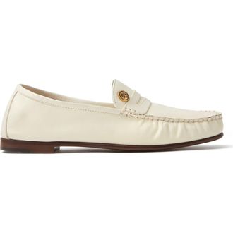 Versace Medusa Penny Loafer in Optical White Gold at Nordstrom, Size 10.5Us
