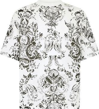 Roberto Cavalli T-shirt met Ornamentaal Motief - Heren - T-shirts - Wit - S - Katoen - Tops