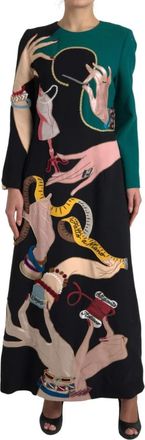 Dolce & Gabbana Multicolor Wollen A-lijn Jurk - Dames - Maxi kleedjes - Veelkleurig - 2XL - Wol - Kleedjes