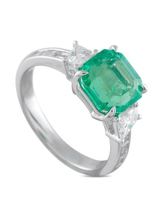 Luxury Bazaar platinum emerald and diamond ring - Argento