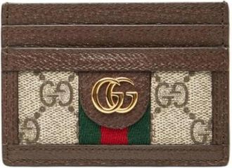 Gucci Pre-owned Wallets, female, Beige, Size: ONE SIZE Pre-owned Ophidia Business Card Case