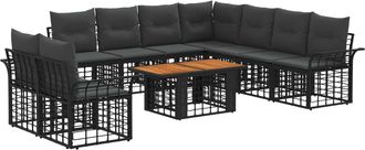vidaXL Conjunto De Sof&aacute;s De Jard&iacute;n 10 Uds. Negro Y Gris Oscuro Vidaxl