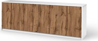 Aquadesign Aparador de 4 puertas en melamina y mdf blanco/roble