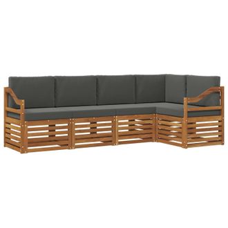 vidaXL Conjunto De Sof&aacute; Seccional Con Coj&iacute;n 5 Pcs Natural Y Antracita Vidaxl