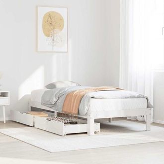 vidaXL Estructura Cama Con Cajones Madera Maciza Pino Blanco 75x190 Cm Vidaxl