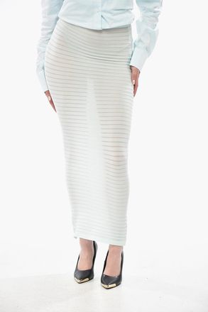Alaia Perforated Stretch-Fabric Pencil Skirt Alaia