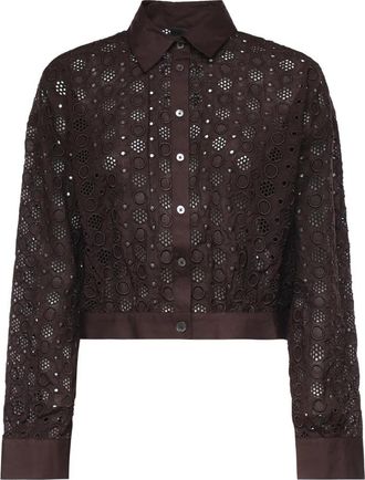 Pinko Charita Shirt - Dames - Overhemden - Bruin - M - Katoen - Overhemden