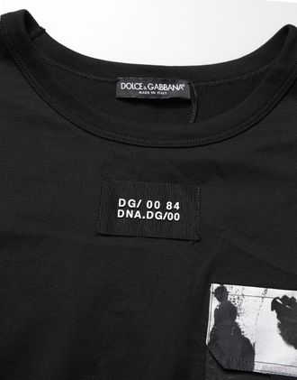 Dolce & Gabbana Mens Black Camouflage Pocket Oversized T-Shirt Cotton Polyester