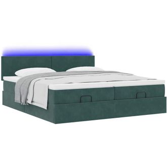 vidaXL Vidaxl - Estructura De Cama Otomana Colchones Terciopelo Verde Oscuro