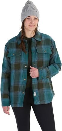 Marmot Ridgefield Sherpa Flannel Jacket Womens Coat Dark Jungle : MD, Cotton/Flannel/Polyester