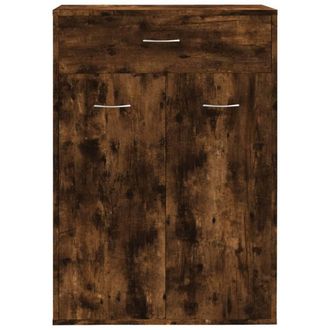 Berkfield Home Shoe Cabinet Smoked Oak 60x35x84 cm Engineered Wood in Brown | Size: 60 x 35 x 84 cm