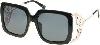Betsey Johnson Betsy Johnson Smoke Square Ladies Sunglasses 10260844.LTS BLKSMK