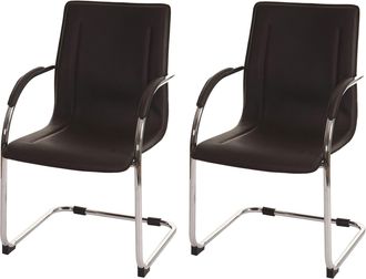 Hhg Hhg - Nunca Usado] Lote De 2 Sillones De Conferencia Samara, Silla De Visita Basculante, Marr&oacute;n