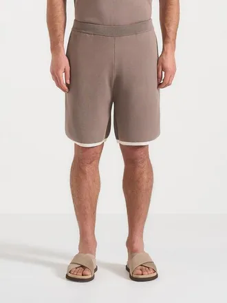 Mani&egrave;re De Voir Regis Contrast Detail Knit Shorts in Mushroom at Nordstrom, Size Xx-Large