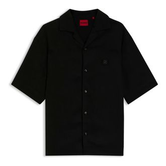 HUGO BOSS Hugo, Short Sleeve Shirts, male, Black, Size: XL Espino Oversized Shirt